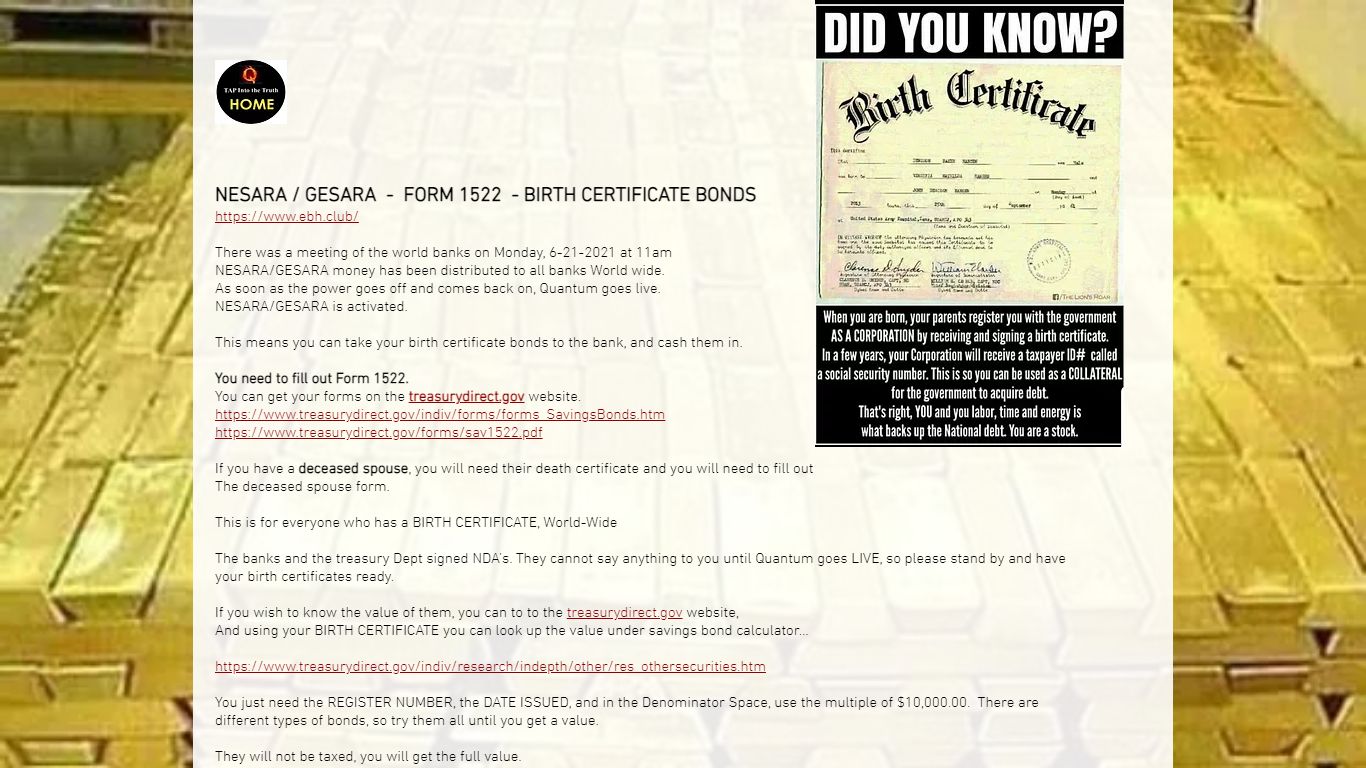 Strawman / Birth Certificate / Form 1522 | Mysite